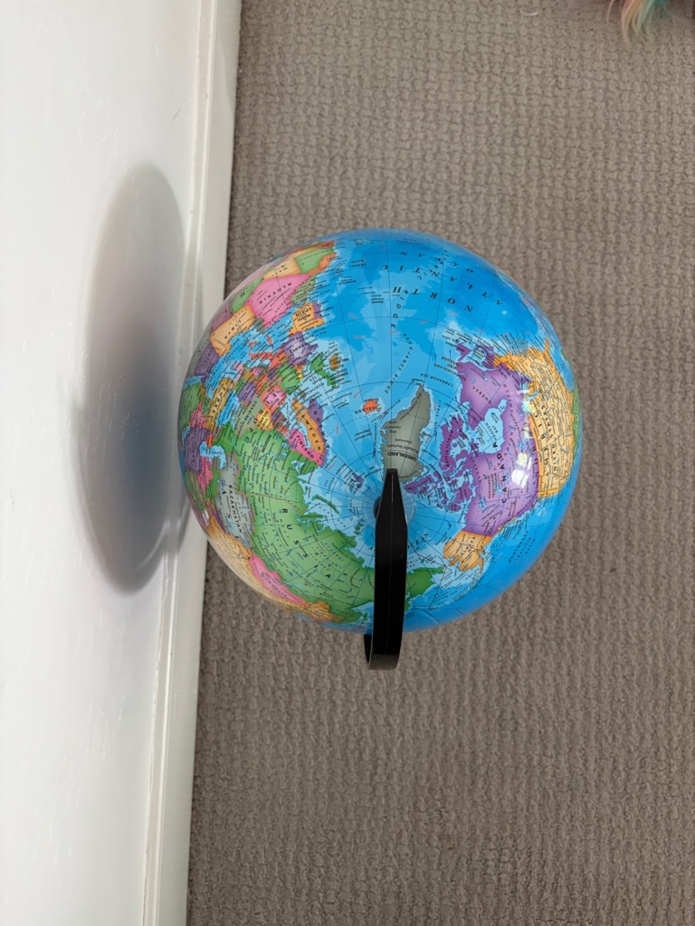 Classic Blue World Globe on Black Stand - Picture 3 of 3